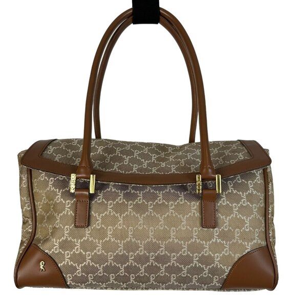 Roberta di Camerino Handbags - ROBERTA DI CAMERINO Satchel Shoulder Hand Bag Brown Monogram Logo Double Handles